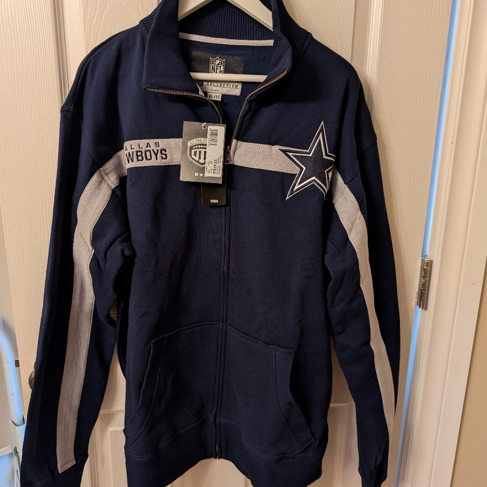 NFL Dallas Cowboys Navy Zip Front Sweatshirt Size XL